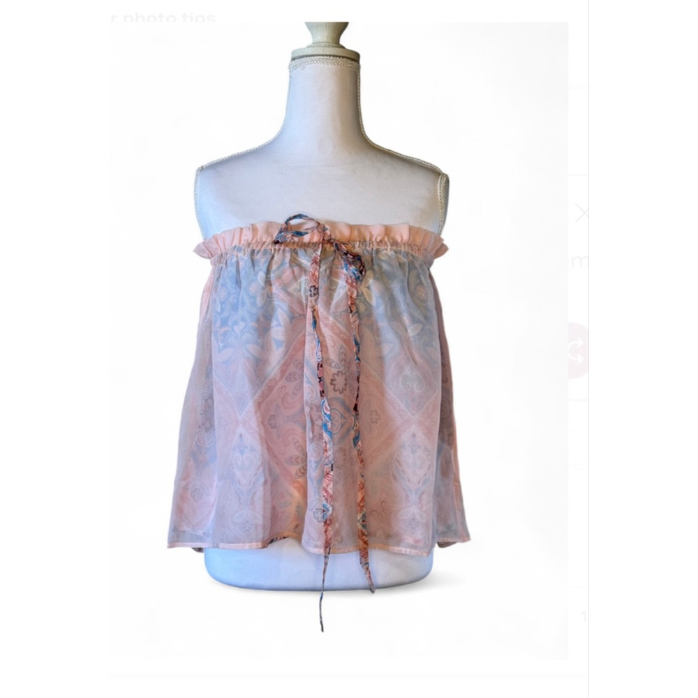 Venus Strapless Paisley Chiffon Tube Top Blush Multicolor Size Medium NWT